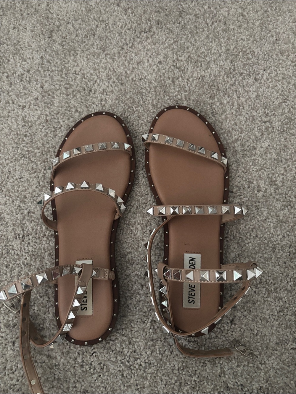 Steve Madden Tan Studded Strappy Sandals